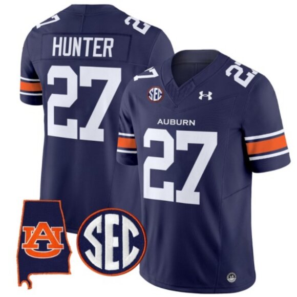 Mens Youths Kids Womens 27 Jarquez Hunter Navy Stitched Jersey